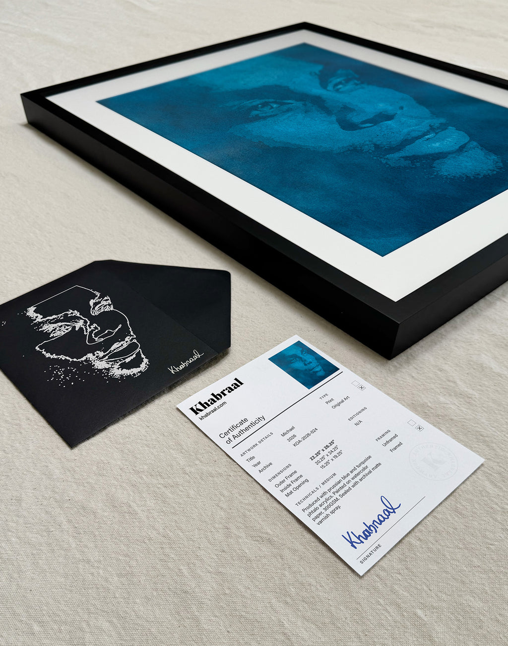 Certificate of Authenticity accompanying Michael, an original signed artwork by Khabraal