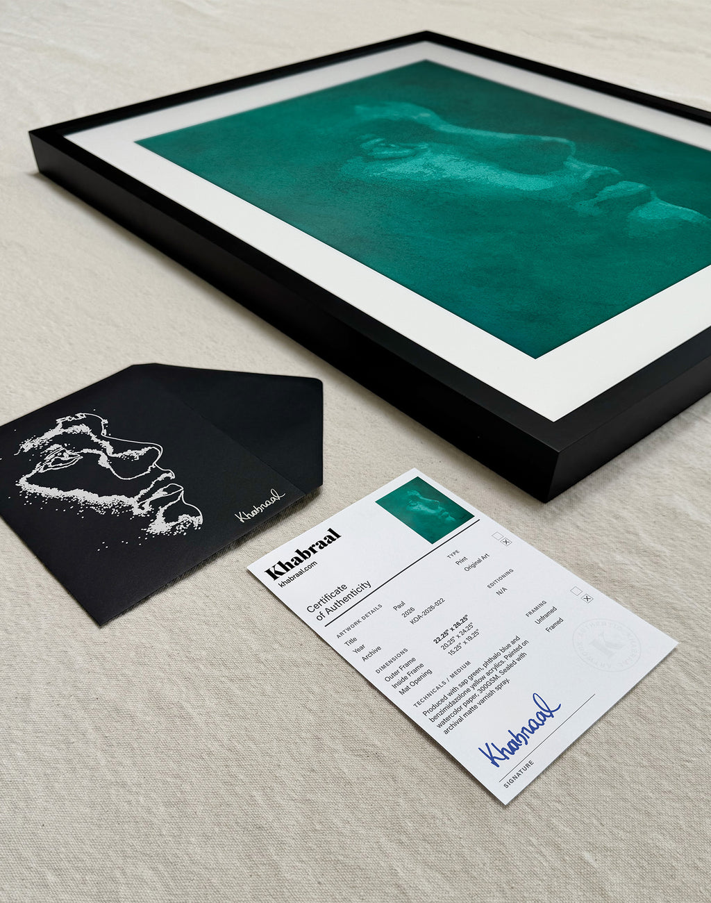 Certificate of Authenticity accompanying Paul, an original signed artwork by Khabraal