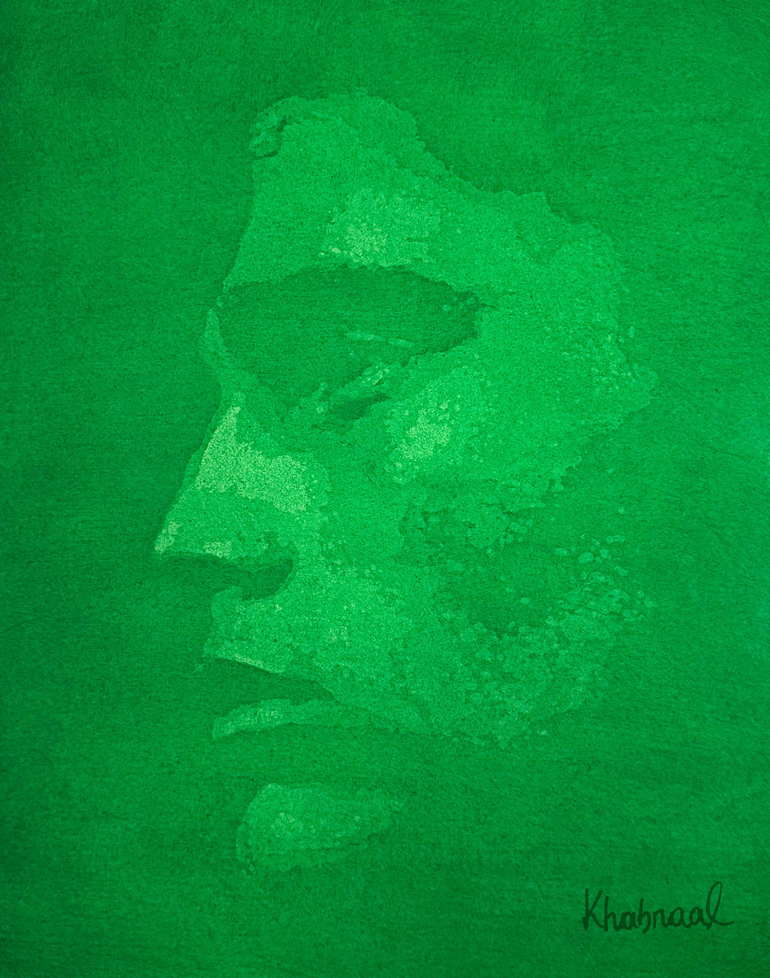 Wesley, original acrylic portrait painting on watercolor paper by Khabraal, museum-framed