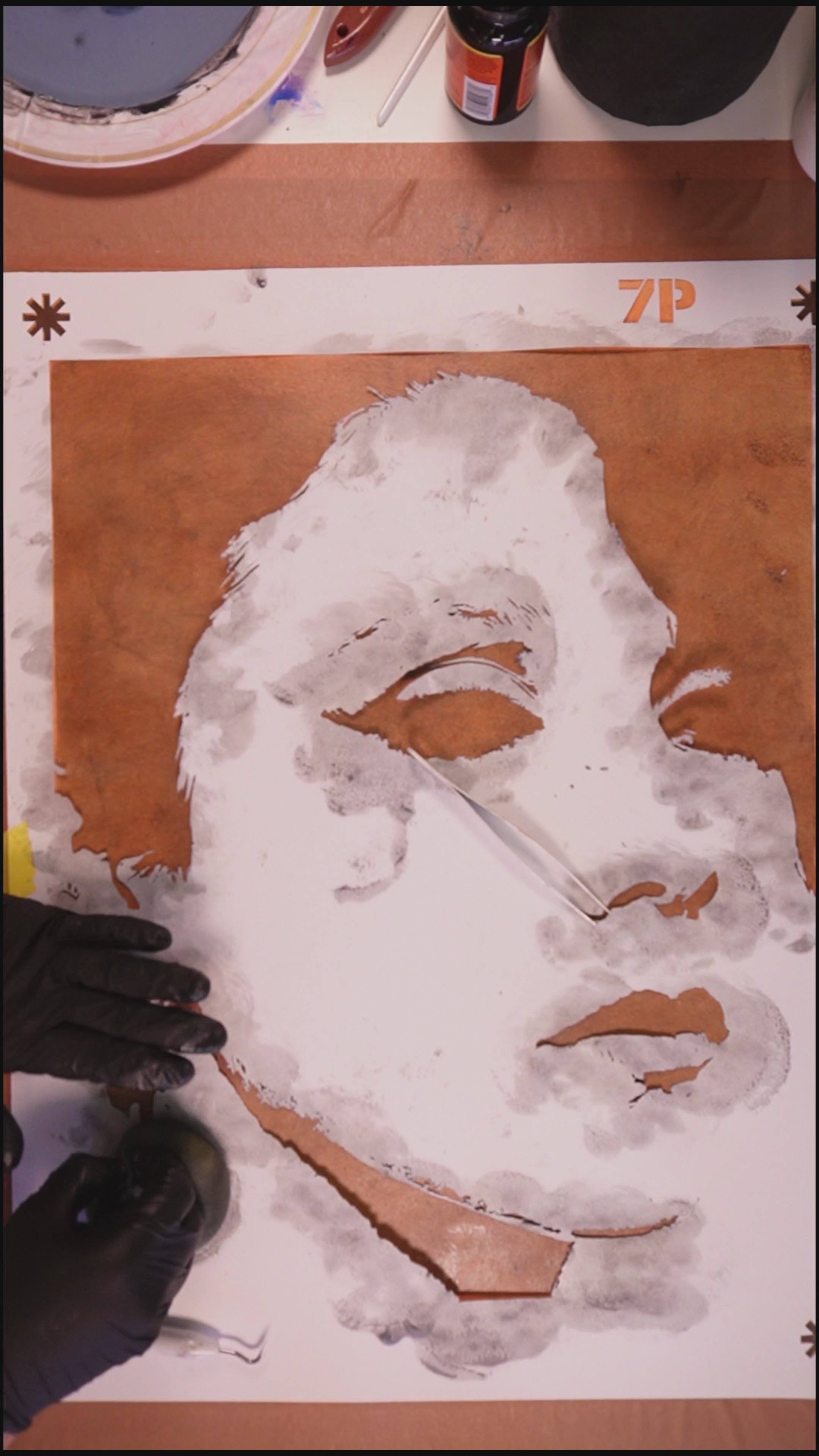 video of portrait painting of a lady in process